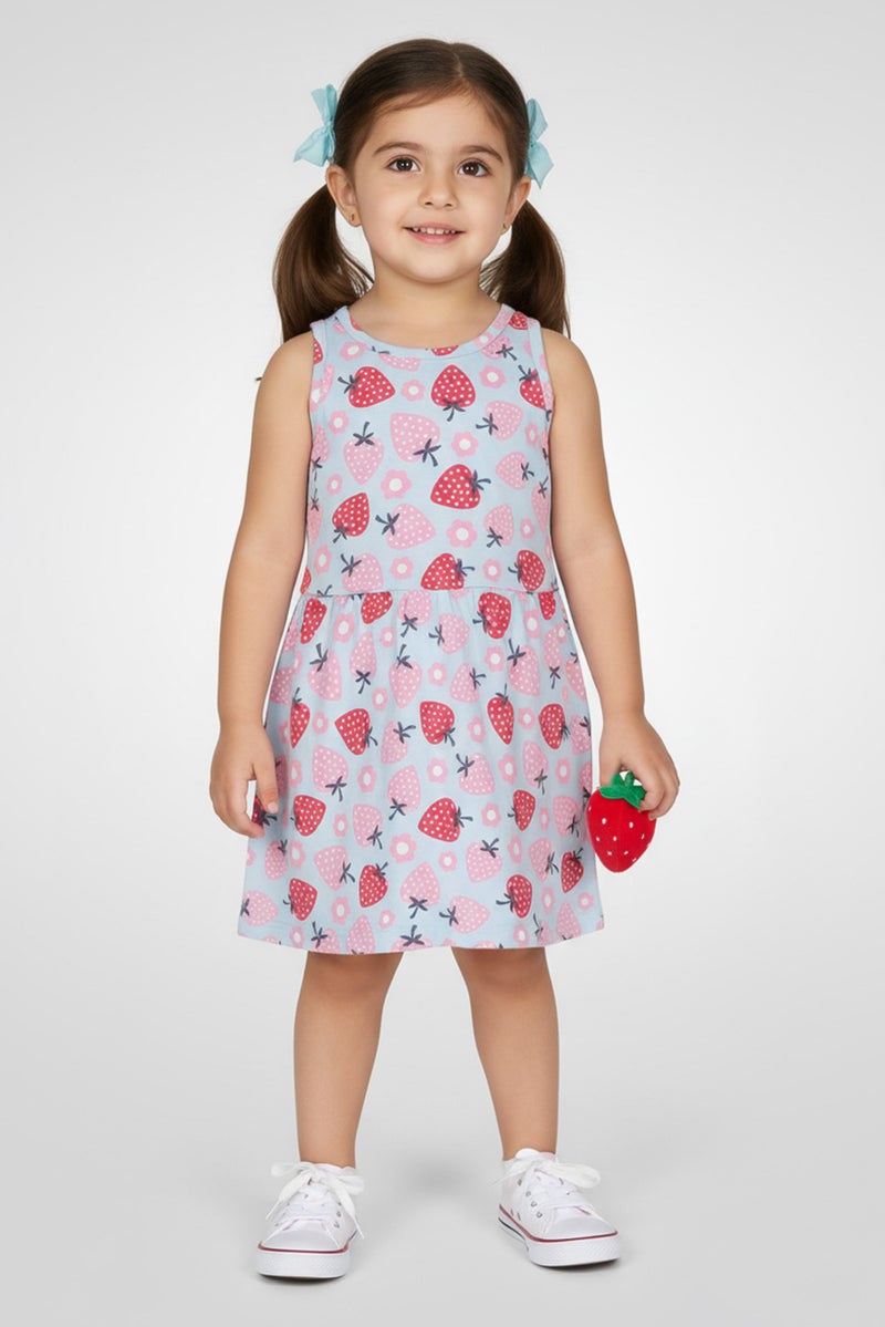 guppy Toddlers Girl Allover Print Dress, Multicolor - Image 1